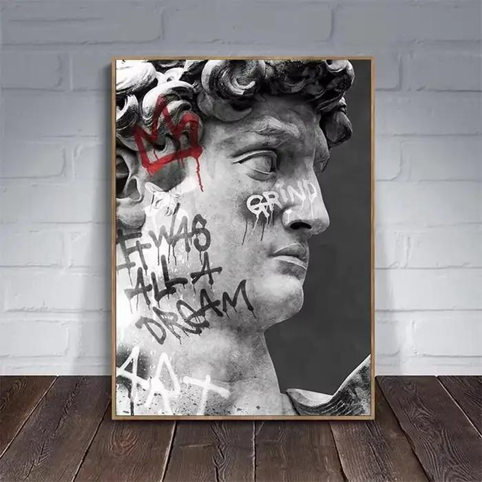 Statue de David Graffiti Art toile peinture tête