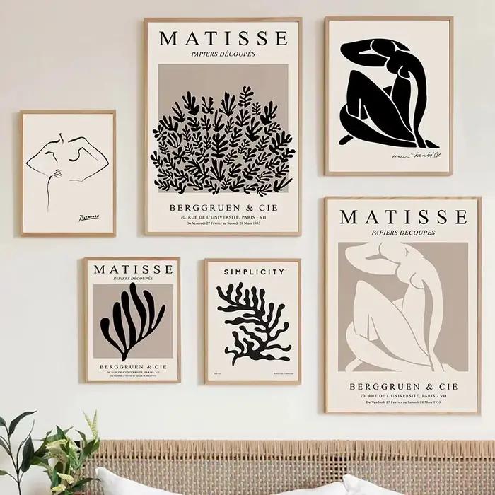 Affiches rétro Matisse corail Picasso Boho