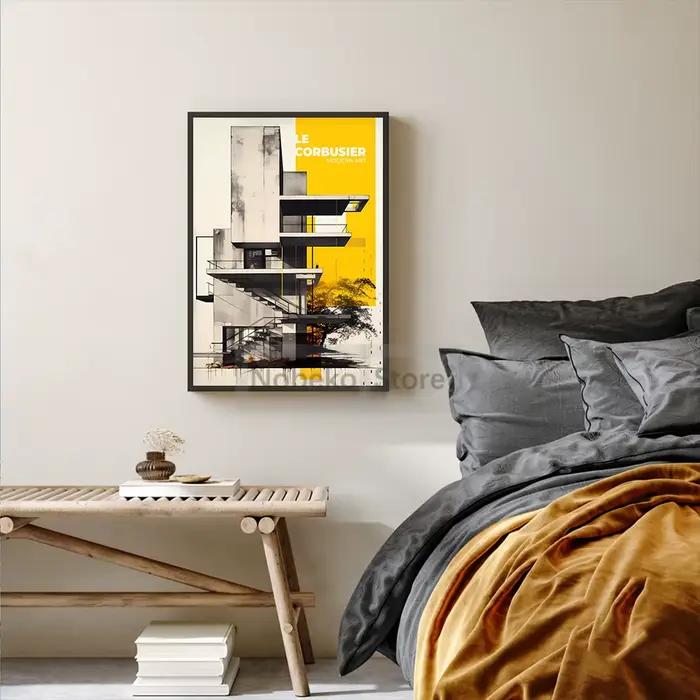 Affiche d'architecture abstraite d'inspiration Le Corbusier