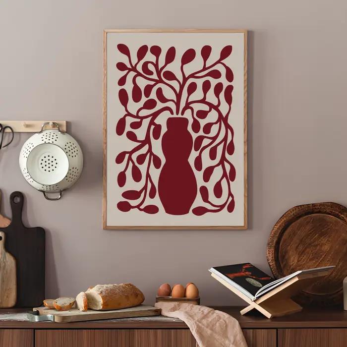 Affiche d'automne de galerie rouge bordeaux