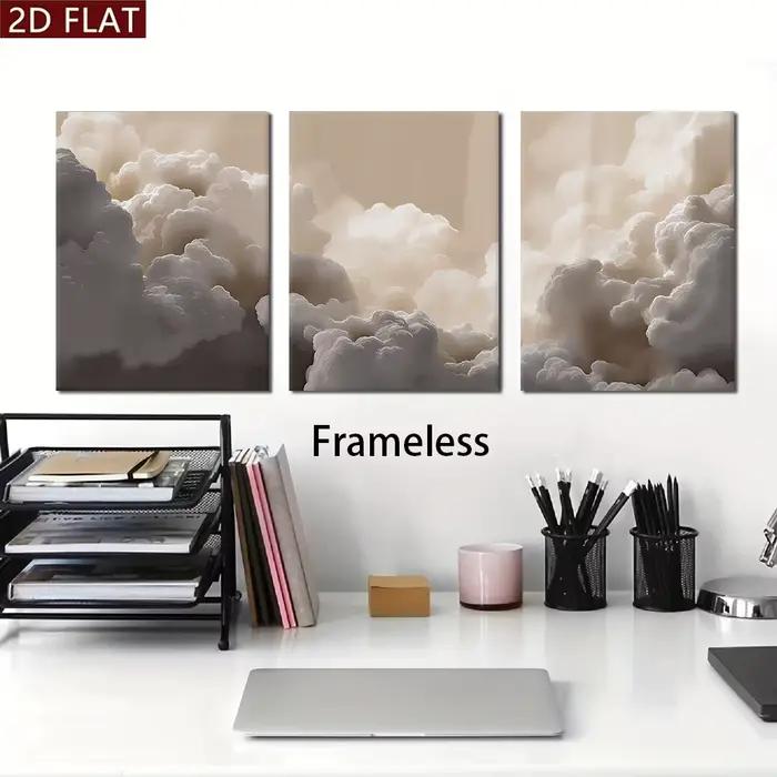 1 ensemble de tableaux décoratifs nuages et brumes style Instagram, modernes et simples, pour mur de fond de canapé de salon, chambre triple, salle à manger
