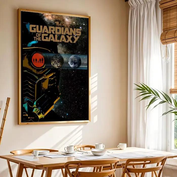 Affiche sur toile avec peinture et calligraphie des Gardiens de la Galaxie