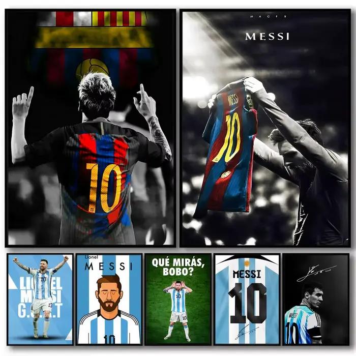 Affiche décorative murale de joueur de football légendaire M-Messi