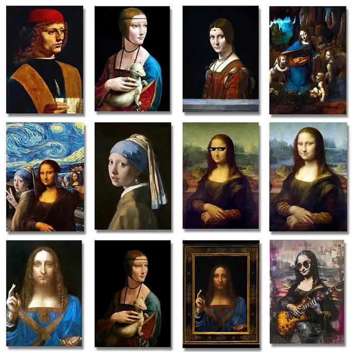 Leonardo Da Vinci œuvre salvator Mundi Mona Lisa toile peinture affiche impression mur Art pour salon décor à la maison