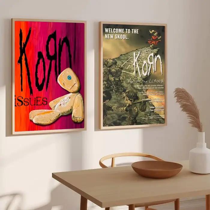 Affiche murale moderne en toile Nu-Metal Band K-Korn, peinture calligraphique, décoration esthétique pour chambre, café, cadeau