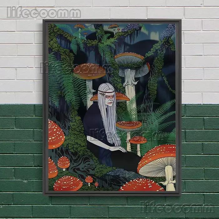 Baba Yaga et jour des morts Vintage mur Art toile peinture Folklore et sorcellerie mythes Art affiche et impression décoration de la maison