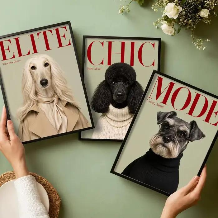 Affiche sur toile de peinture et calligraphie Dogue Fashion