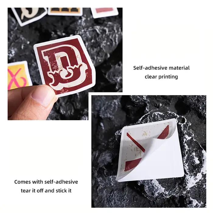 Autocollants DIY rétro colorés avec lettres de l'alphabet anglais