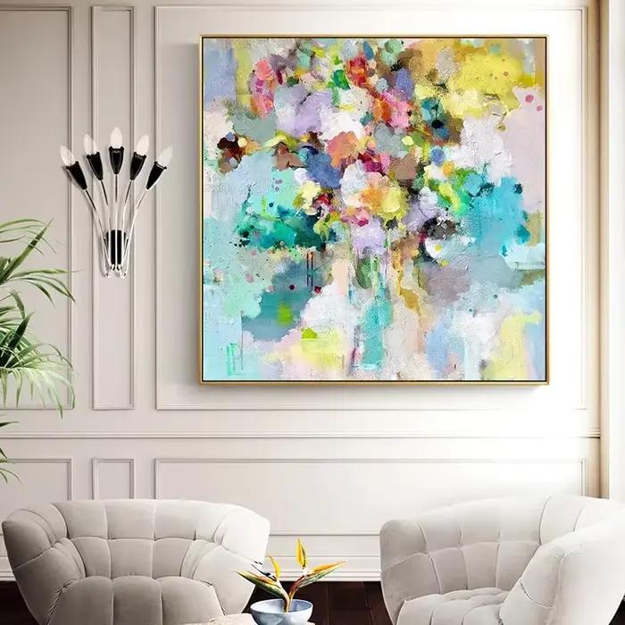 Peinture à l'huile florale abstraite peinte à la main