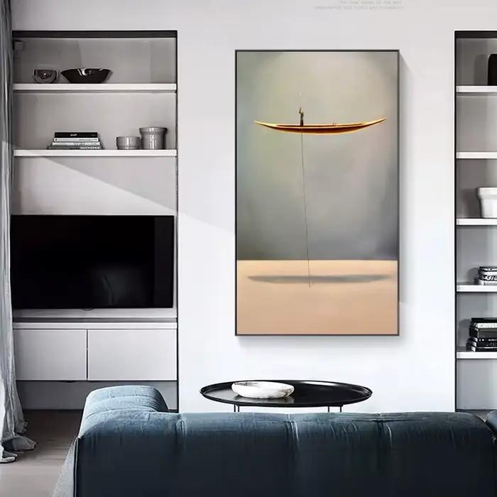 Peinture sur toile abstraite de bateau doré