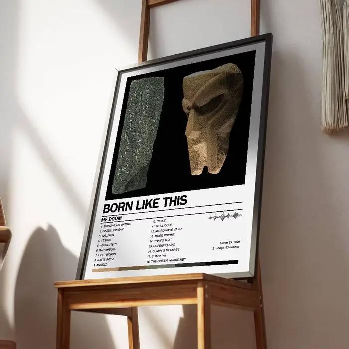 Autocollant mural en papier imperméable avec couverture d'album et chansons de MF DOOM