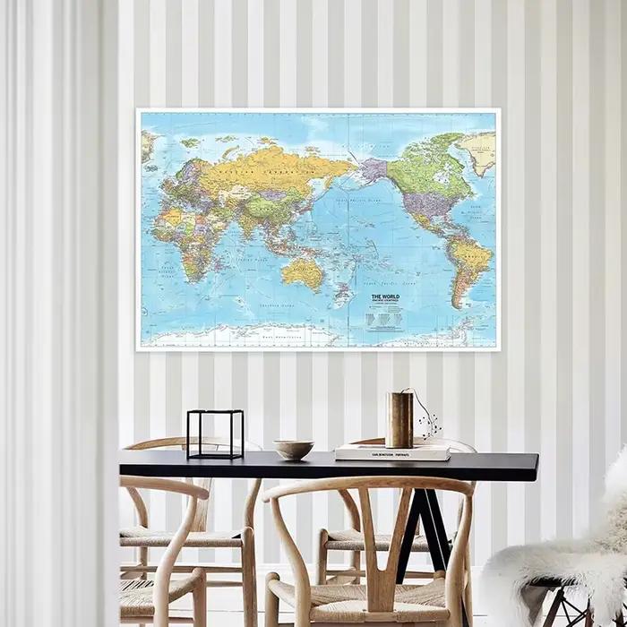 Carte du monde 2012 tissu grand affiche impression tenture murale Art fond graphique décor fournitures de voyage en anglais multi taille
