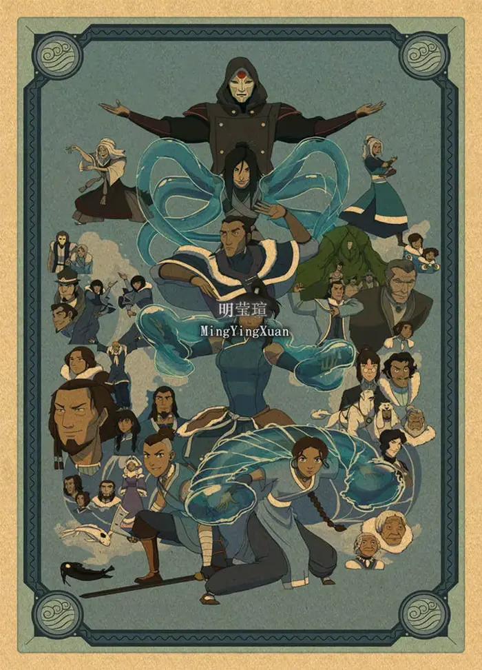 Affiches et impressions d'art mural en papier kraft, image d'anime japonais, manga, Avatar, le dernier maître de l'air, Aang NingJapanese, décor de chambre à la maison, 4K HD