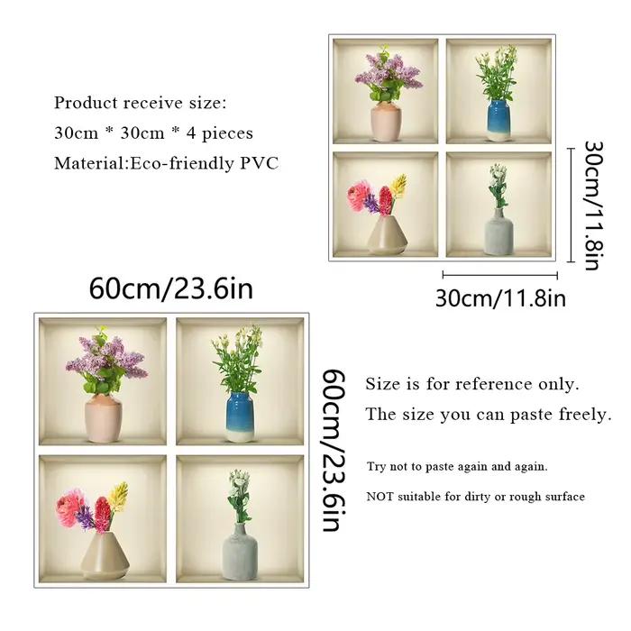 Autocollant mural en forme de vases et de fleurs