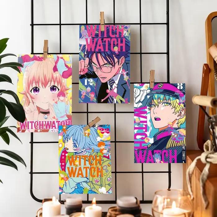 Affiche murale en toile de coton avec peinture et calligraphie Anime W-WITCH WATCH