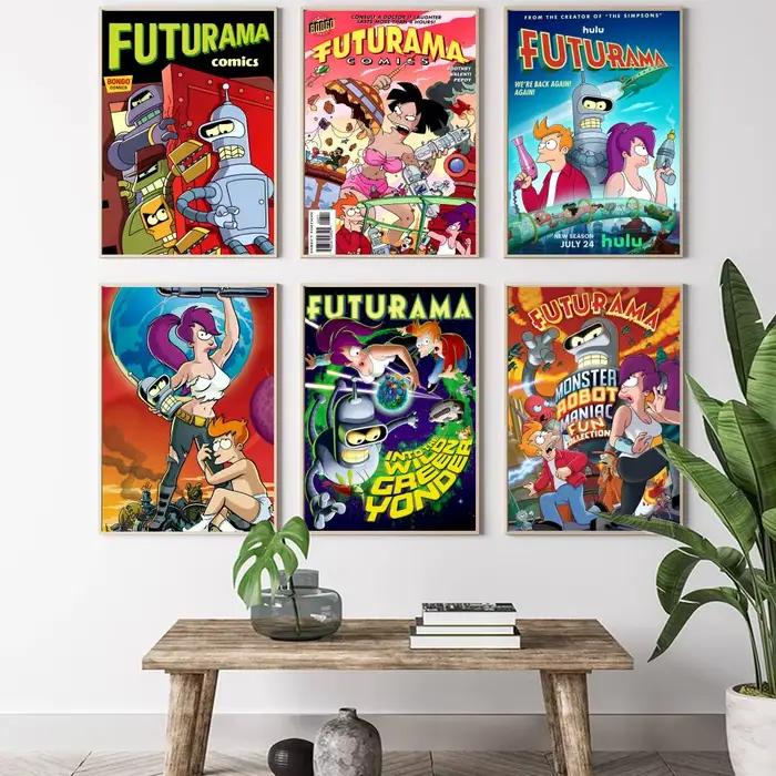 Dessin animé Futuramas peinture calligraphie HD toile affiche salon chambre bar décoration esthétique