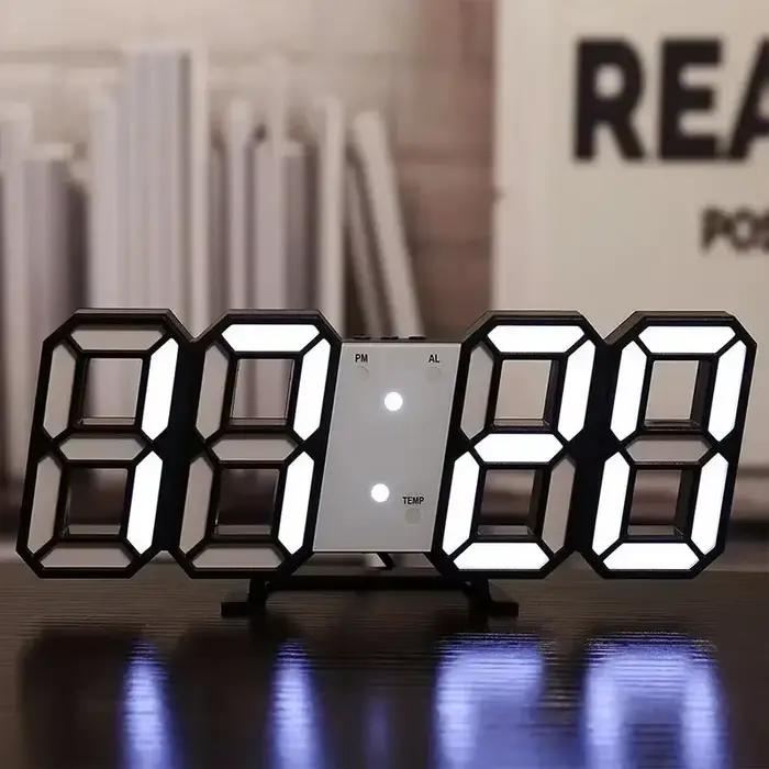 Table 3D LED réveil Date/température pour la maison cuisine bureaux horloge décoration jardin horloges