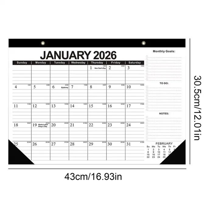 Nouveau calendrier mural 2026 18 mois 2026-2027 quotidien hebdomadaire mensuel Agenda planificateur organisateur décor