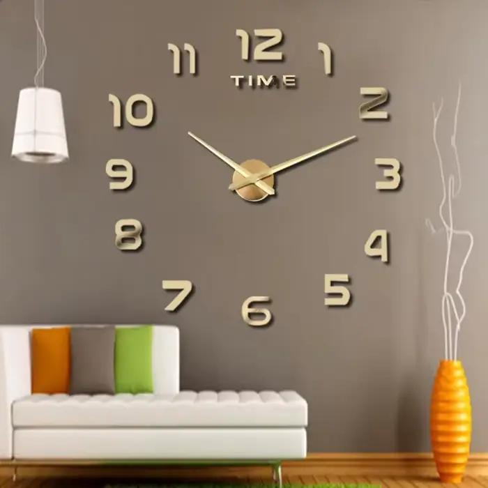 Nouveau 60-120 cm 3D bricolage horloge murale géante acrylique miroir horloges décoration de la maison salon chambre