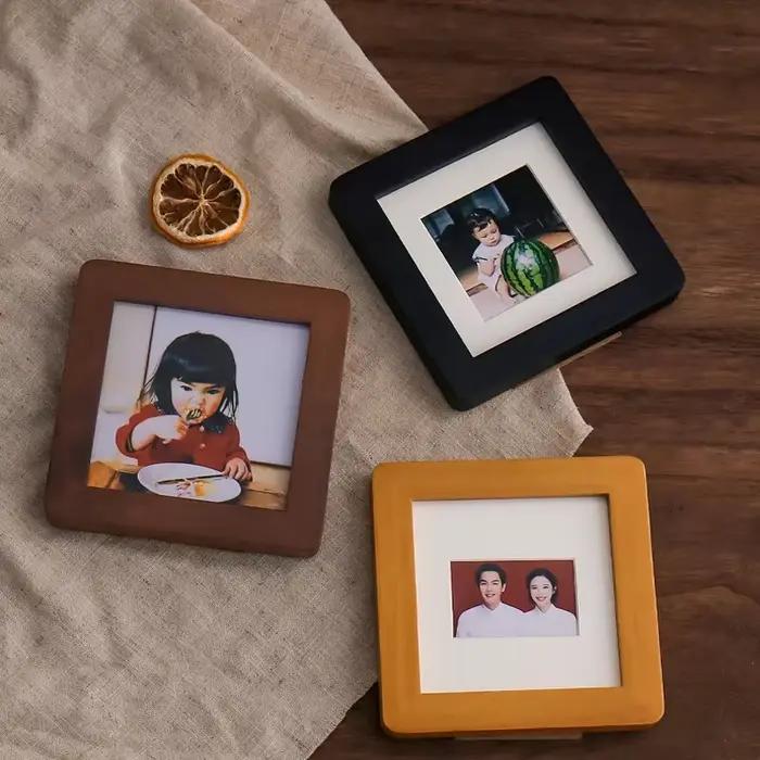 Mini cadre photo vintage créatif en bois, porte-cartes photo pour enfants et bébés, décoration intérieure, Porta Retrato