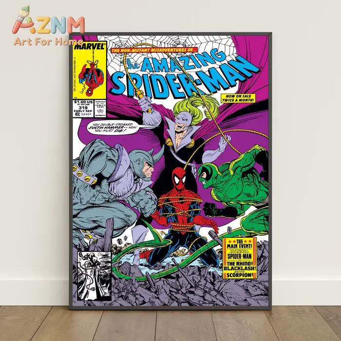 Affiche de couvertures de bandes dessinées Spiderman _ Art mural Peter Parker _ Impression sur toile du film