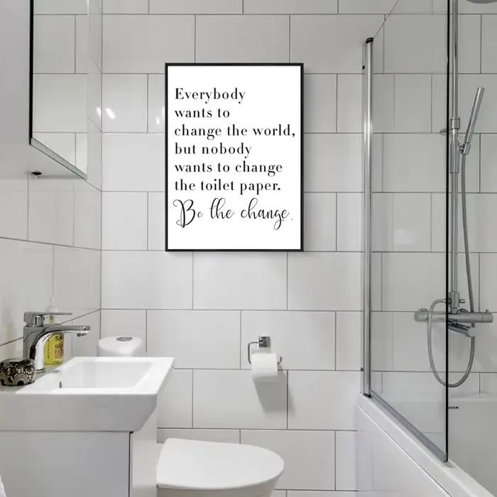 Affiche imprimée noir et blanc de salle de bain