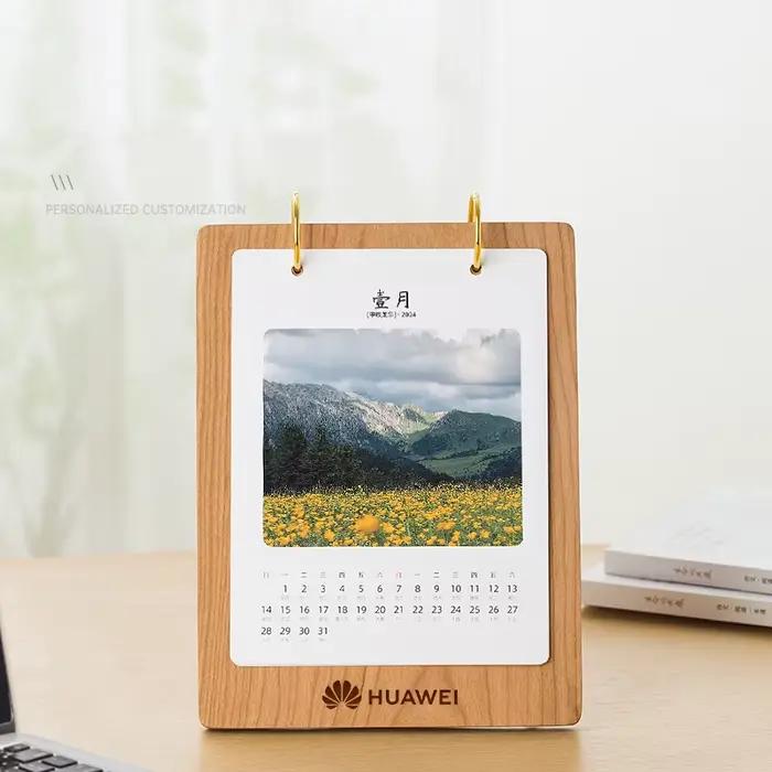 Calendrier de bureau bureau d'affaires calendrier littéraire créatif en bois calendrier de notes de travail