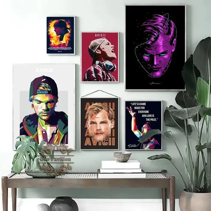 Avicii disque de musique électronique Jockey affiche Art impression mur étoile Portrait Illustration toile peinture Bar Pub Club décor