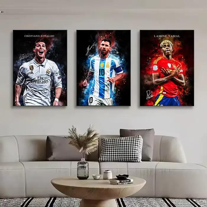 Affiche sur toile de portrait iconique de star du football, athlète sportif célèbre, peinture murale, décoration intérieure, cadeau