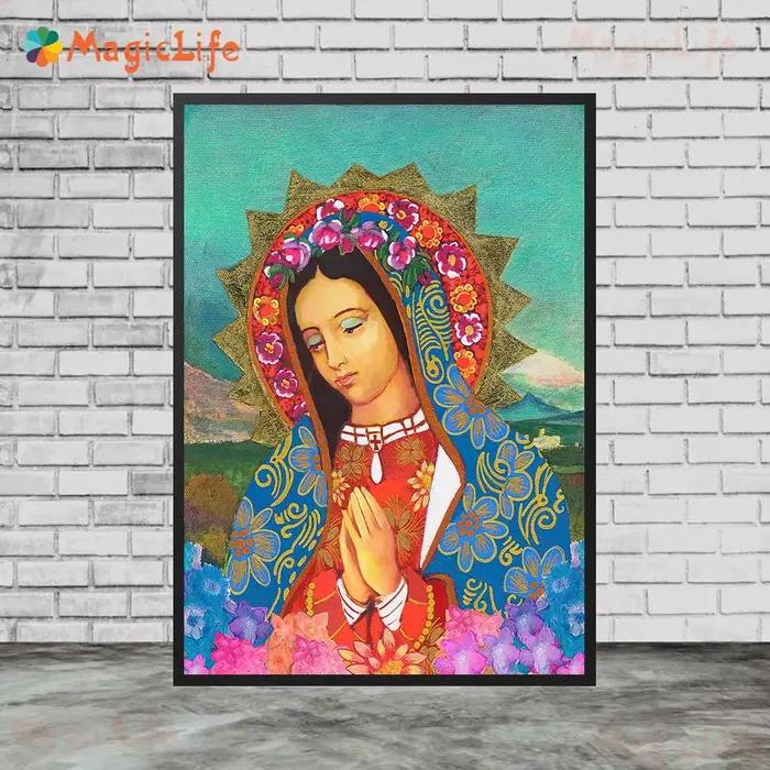 Toile d'art mural avec ange gardien et vierge De Guadalupe