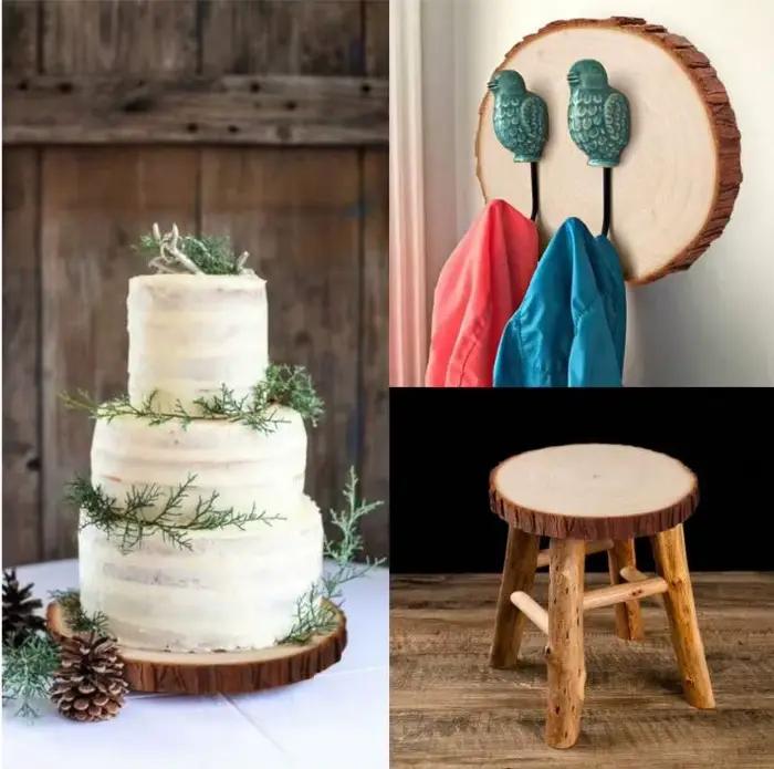 1 ensemble/10 pièces de tranches de bois de pin rondes de 10-12 cm avec écorce pour table