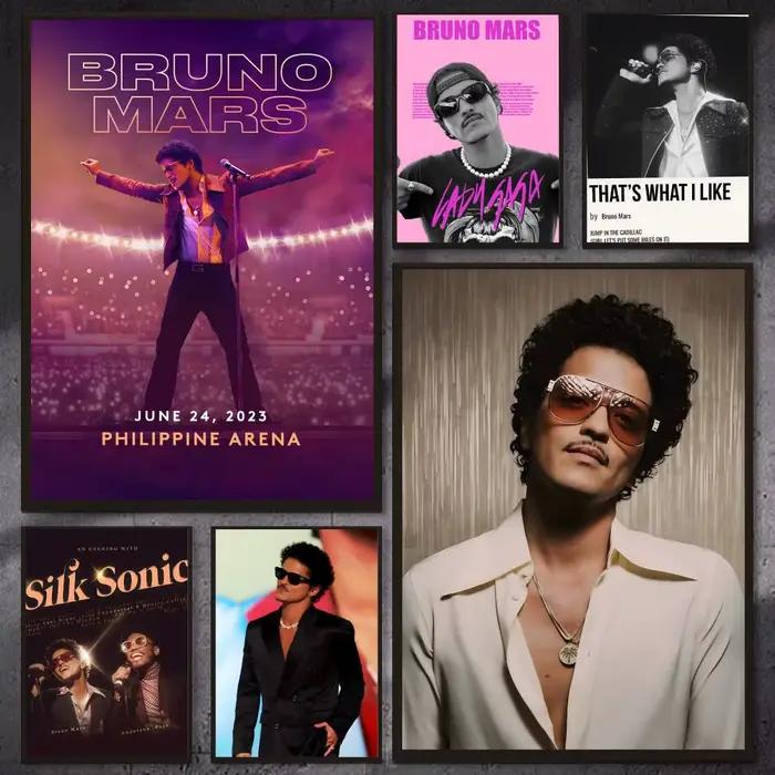 B-Bruno Mars Singer affiche polyvalente HD étanche mur Art auto-adhésif décor pour n'importe quel espace cadeau idéal