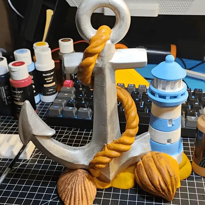 Statuette DIY Ancrage Nautique et Phare pour Décoration de Maison ou Bureau Thème Plage