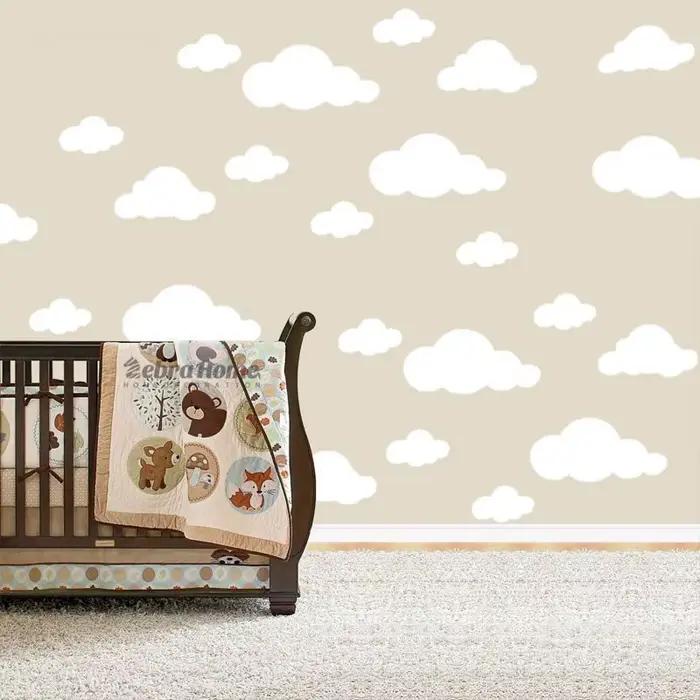 Autocollant mural PVC nuage blanc style nordique
