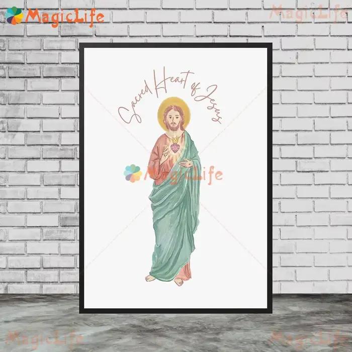 Affiche murale du Sacré-Cœur de Jésus Saint kk, peinture sur toile sans cadre