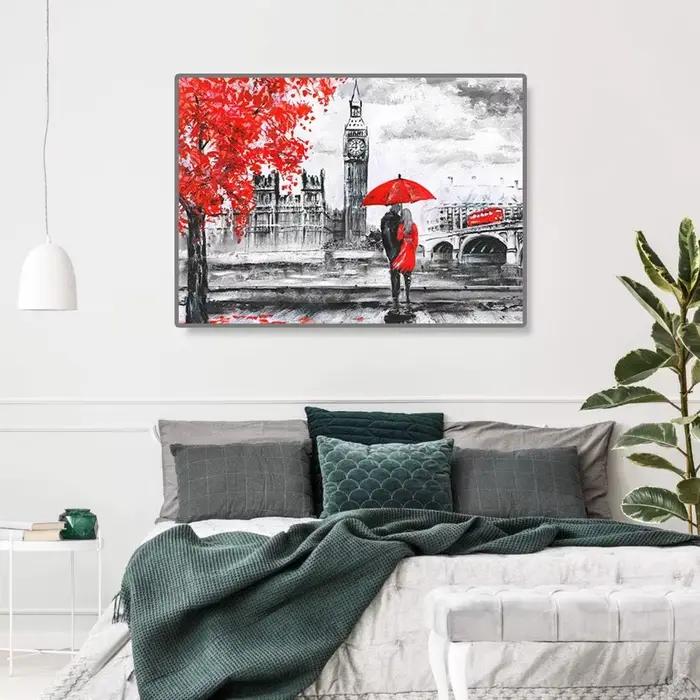 Paris Couples marche paysage toile Art peinture ville moderne abstraite tour Eiffel aquarelle Graffiti affiche mur décor à la maison