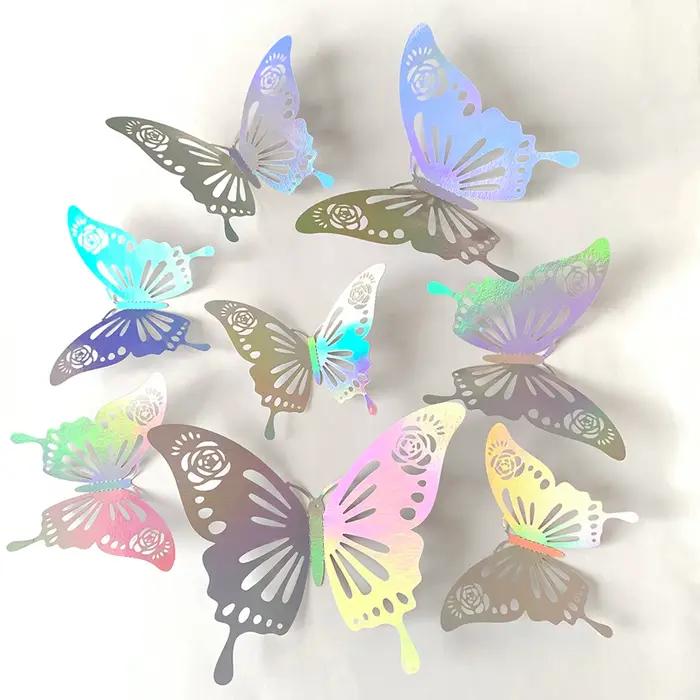 Papier peint papillons creux multicolores