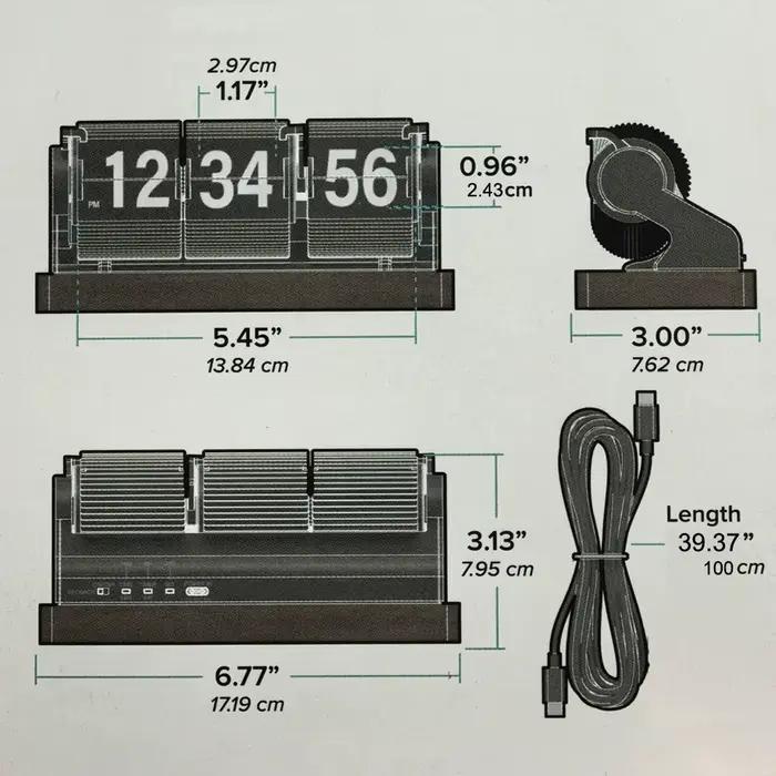 Horloge à bascule en bois avec affichage des secondes