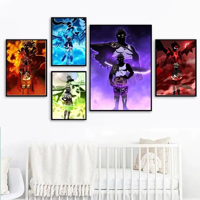 Peinture sur toile de figure d'anime noir Everver japonais