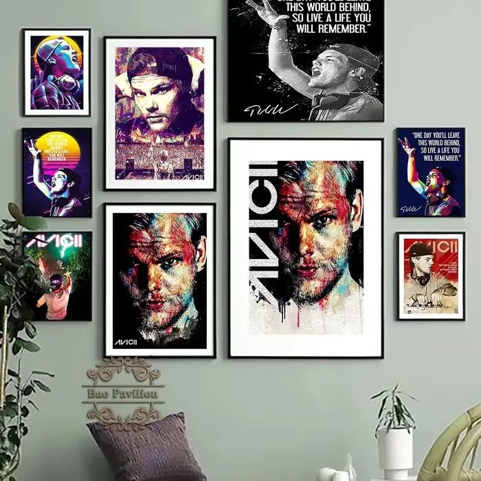 Avicii disque de musique électronique Jockey affiche Art impression mur étoile Portrait Illustration toile peinture Bar Pub Club décor