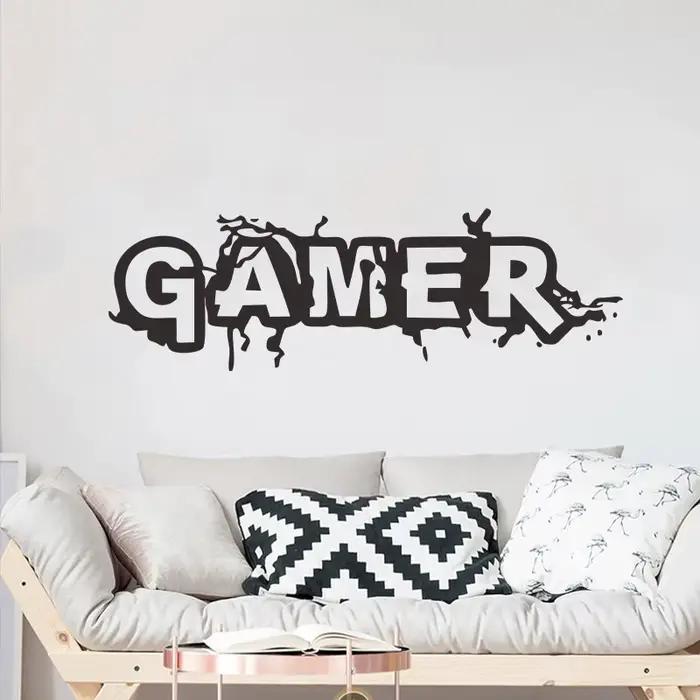 Autocollant mural motif Gamer Crack pour salon
