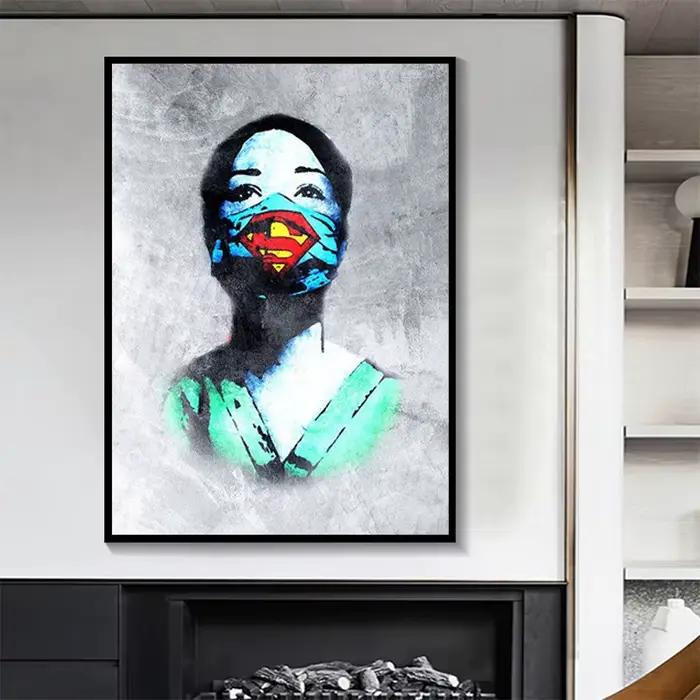 Banksy jeu changeur infirmière hommage toile peinture affiches abstraites et imprimés mur Art photos pour salon décor Cuadros