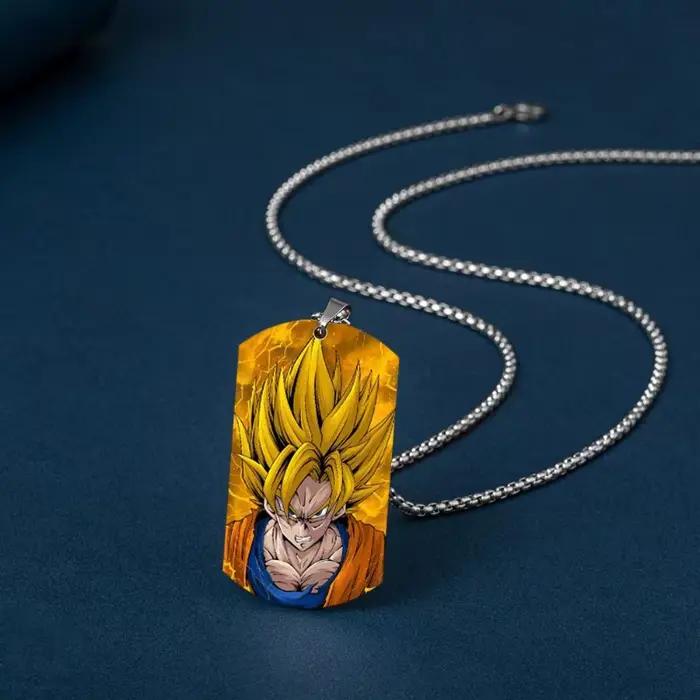 2025 Animation entourant Dragon Ball Super Saiyan le roi singe impression couleur collier en acier inoxydable cadeau d'anniversaire