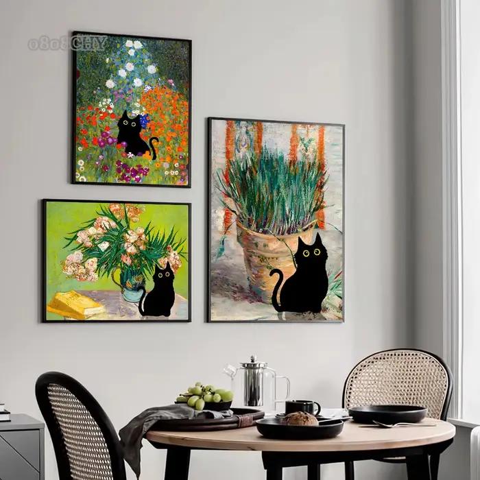 Toile de chat noir drôle
