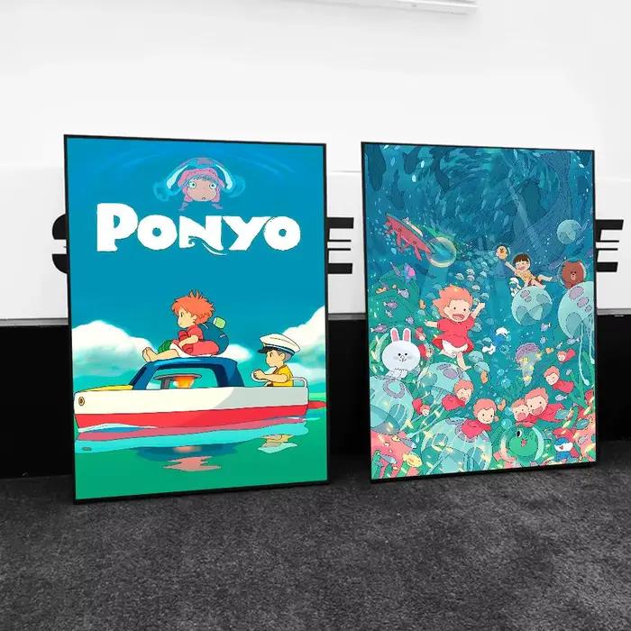P-ponyo sur la falaise au bord de la mer affiche imprimée A5 A4 A3 A2 décor d'art mural pour chambre bureau cadeau pour les Fans