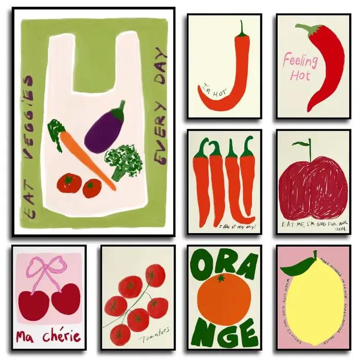 Affiche murale colorée avec citations alimentaires