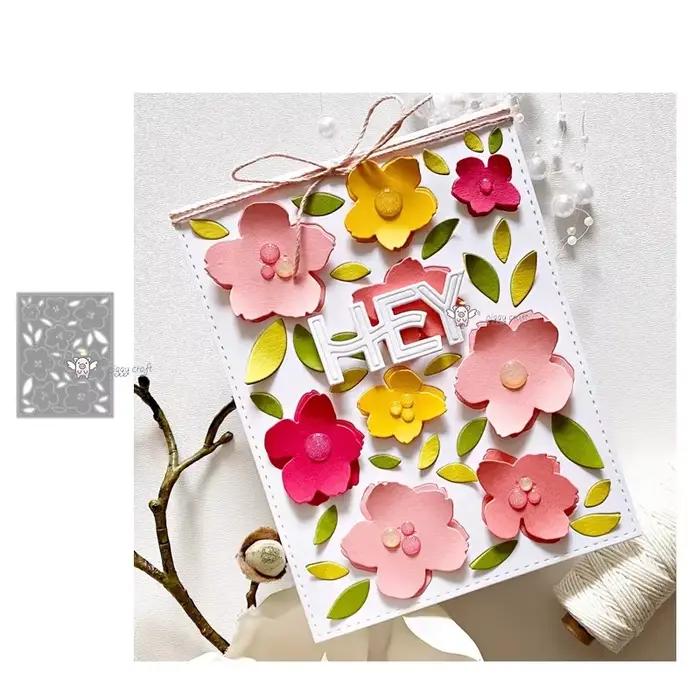Nouvelles matrices de découpe en métal pour cadre rectangulaire à motif floral, pochoirs pour scrapbooking, cartes photo/papier, matrices de gaufrage DIY