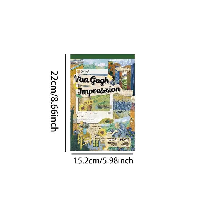 Livre d'autocollants Washi esthétiques Van Gogh Impression, 50 pièces, fournitures d'art classique pour la décoration de carnets et albums