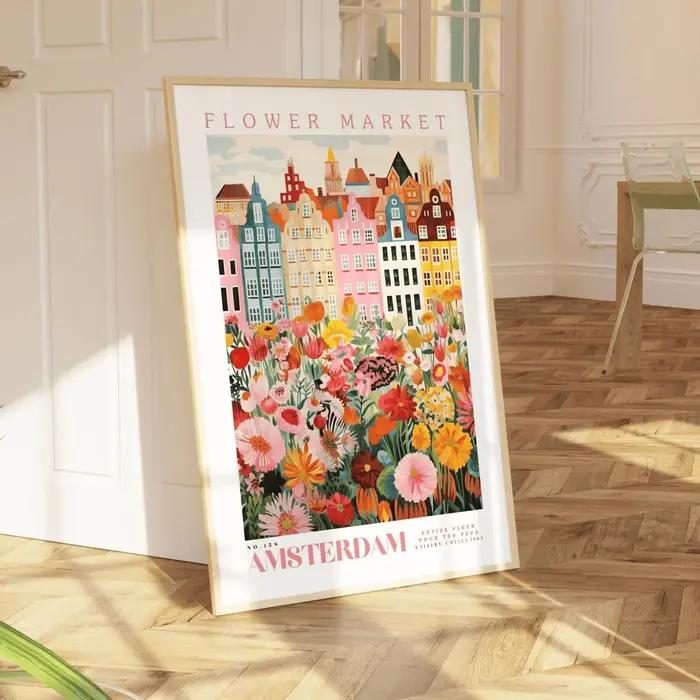 Affiche du marché aux fleurs d'Amsterdam