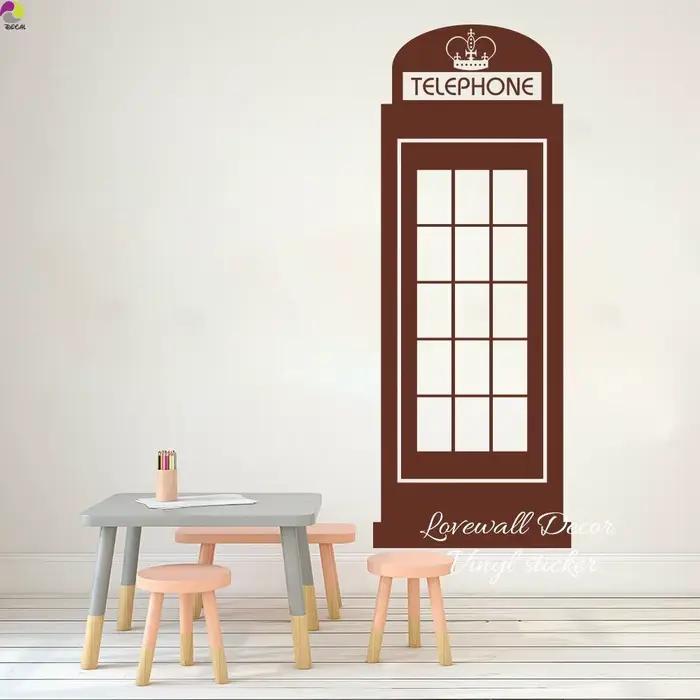 Grande boîte de téléphone de londres autocollant Mural salon canapé énorme rétro royaume-uni